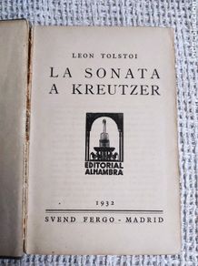 Antiquarische Bücher: La sonata a Kreutzer / LEON Tolstoi -ED. Editorial Alhambra, 1932